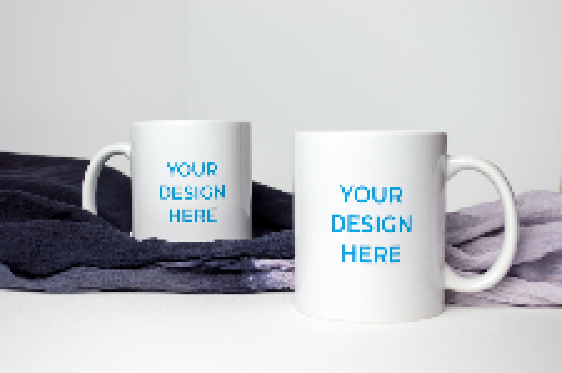 Ceramic mugs with a blanket