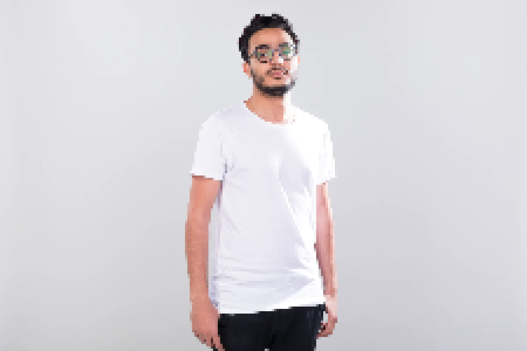 Man with glasses wearing a T-shirt