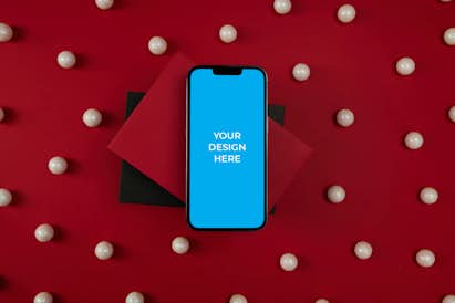 iPhone 13 Pro in the red Christmas scene