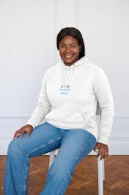 African-American woman wearing a hoodie