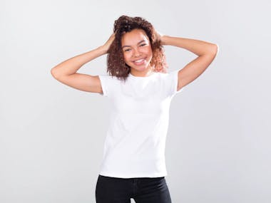 African-American woman wearing a T-shirt