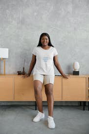 African-American woman wearing a T-shirt