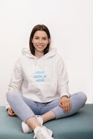 Woman wearing a crop hoodie