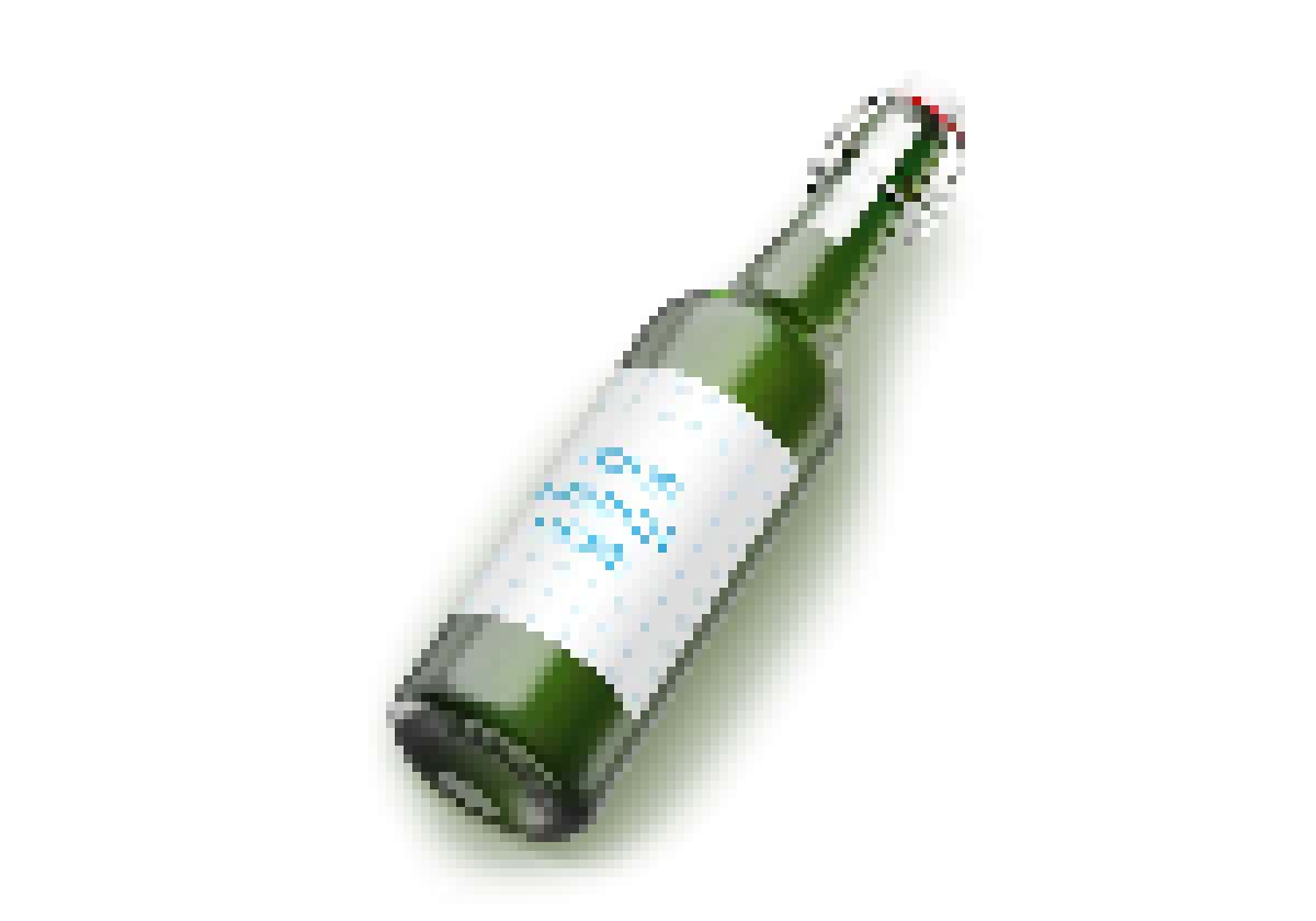 Beer bottle 500ml with a white label and a special cap