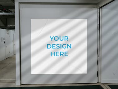 Glued square poster on the wall
